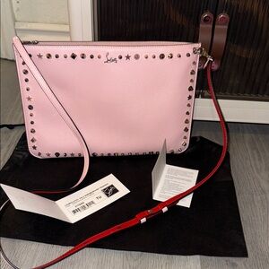 Christian Louboutin Pink Crossbody Bag with Studs